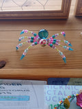 Beaded tabletop spider -cotton candy colored image 0