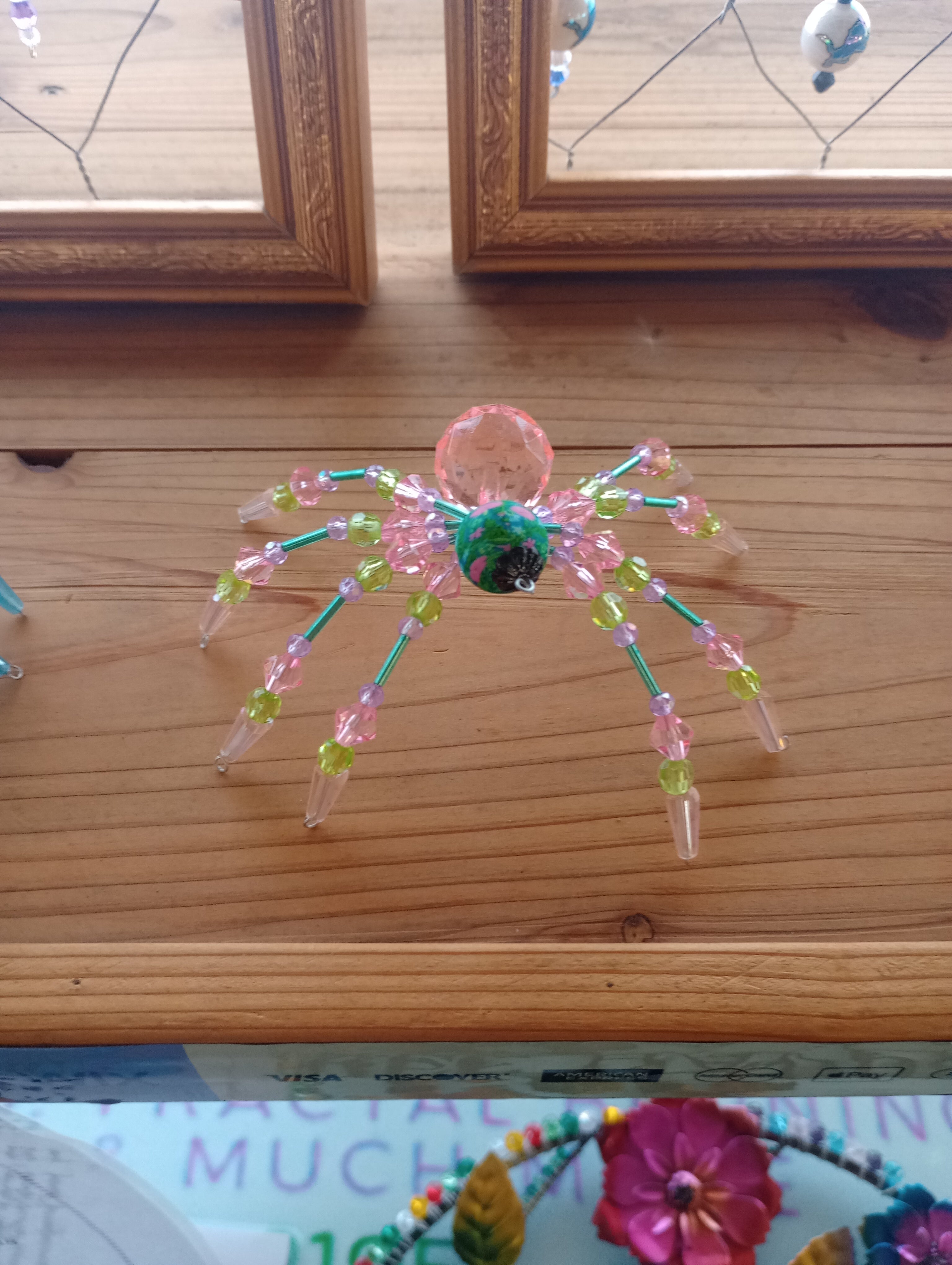Beaded tabletop spider - watermelon body image 0