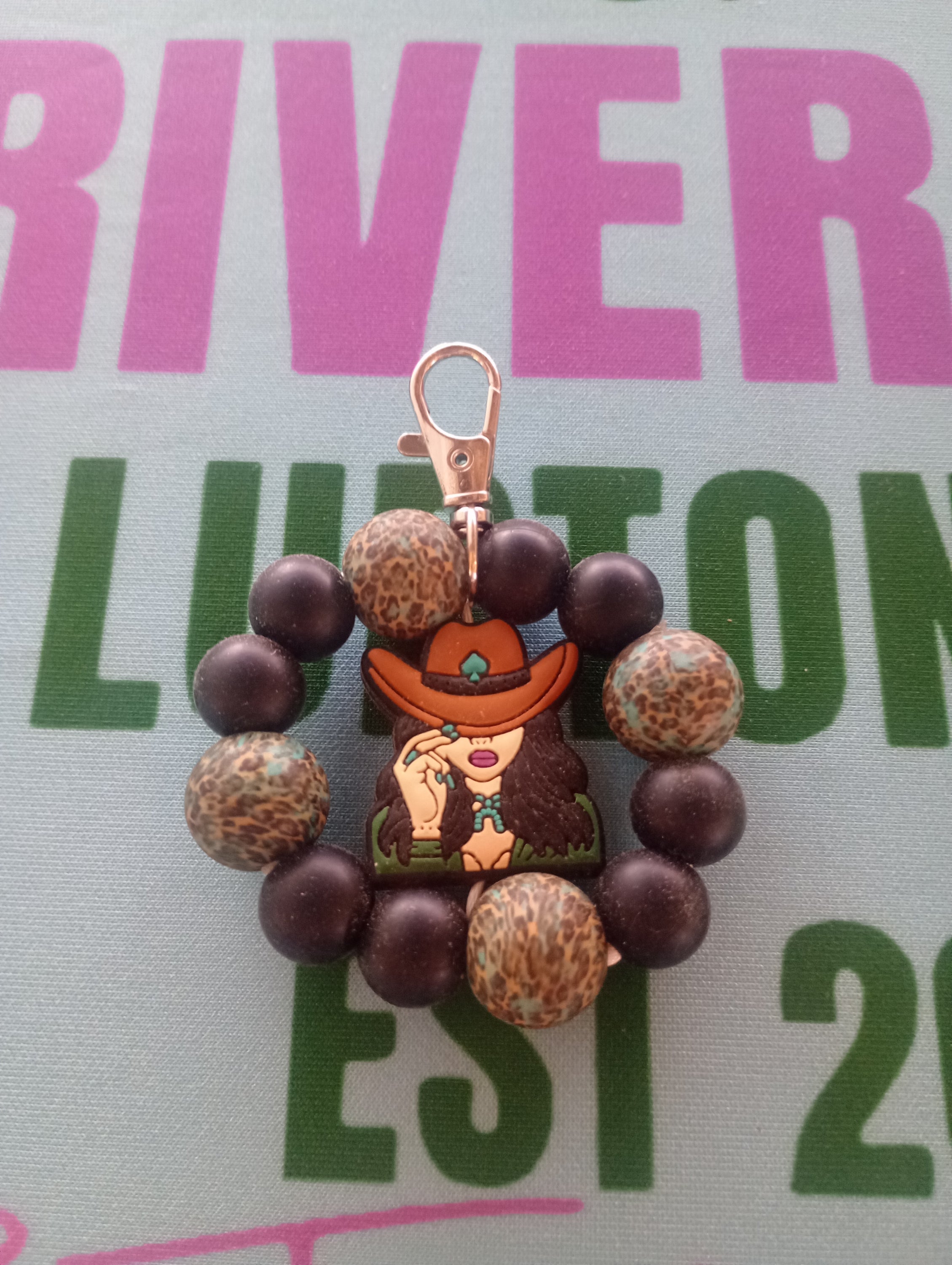 Keychain - Western/Cowgirl - silicone beaded image 0