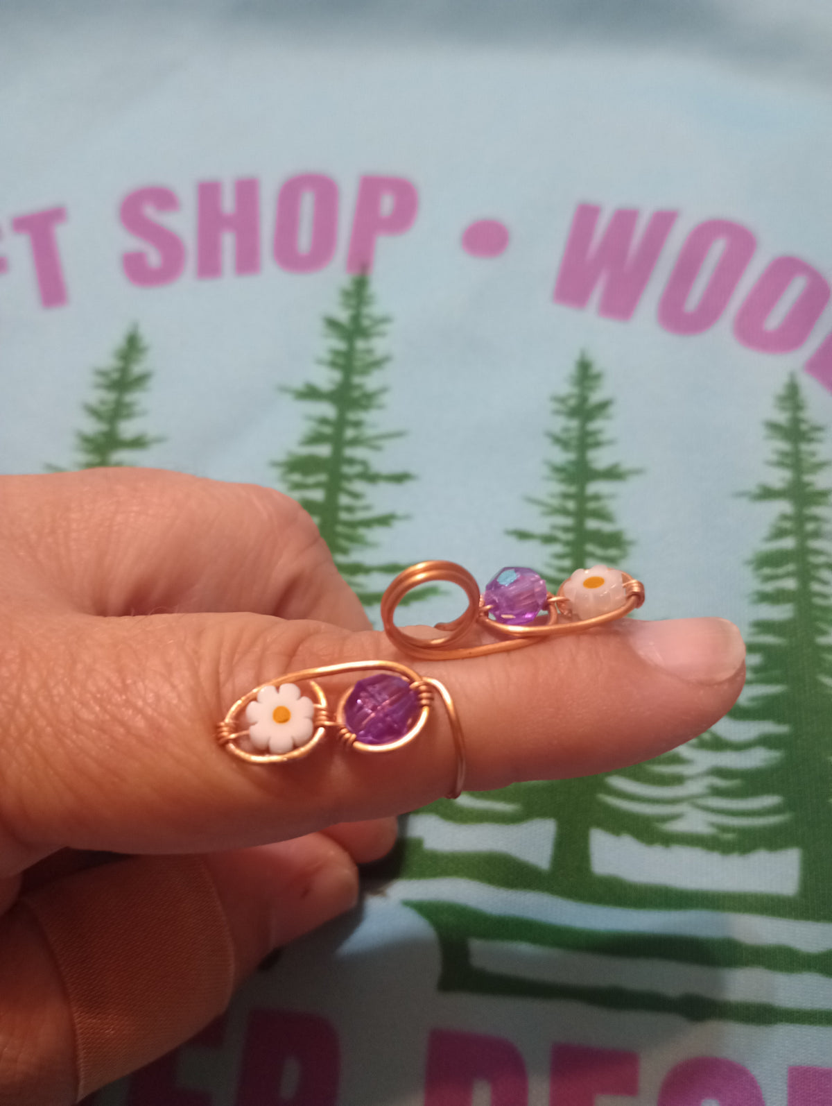 Token Ring (Daisies with Lavender Beads)