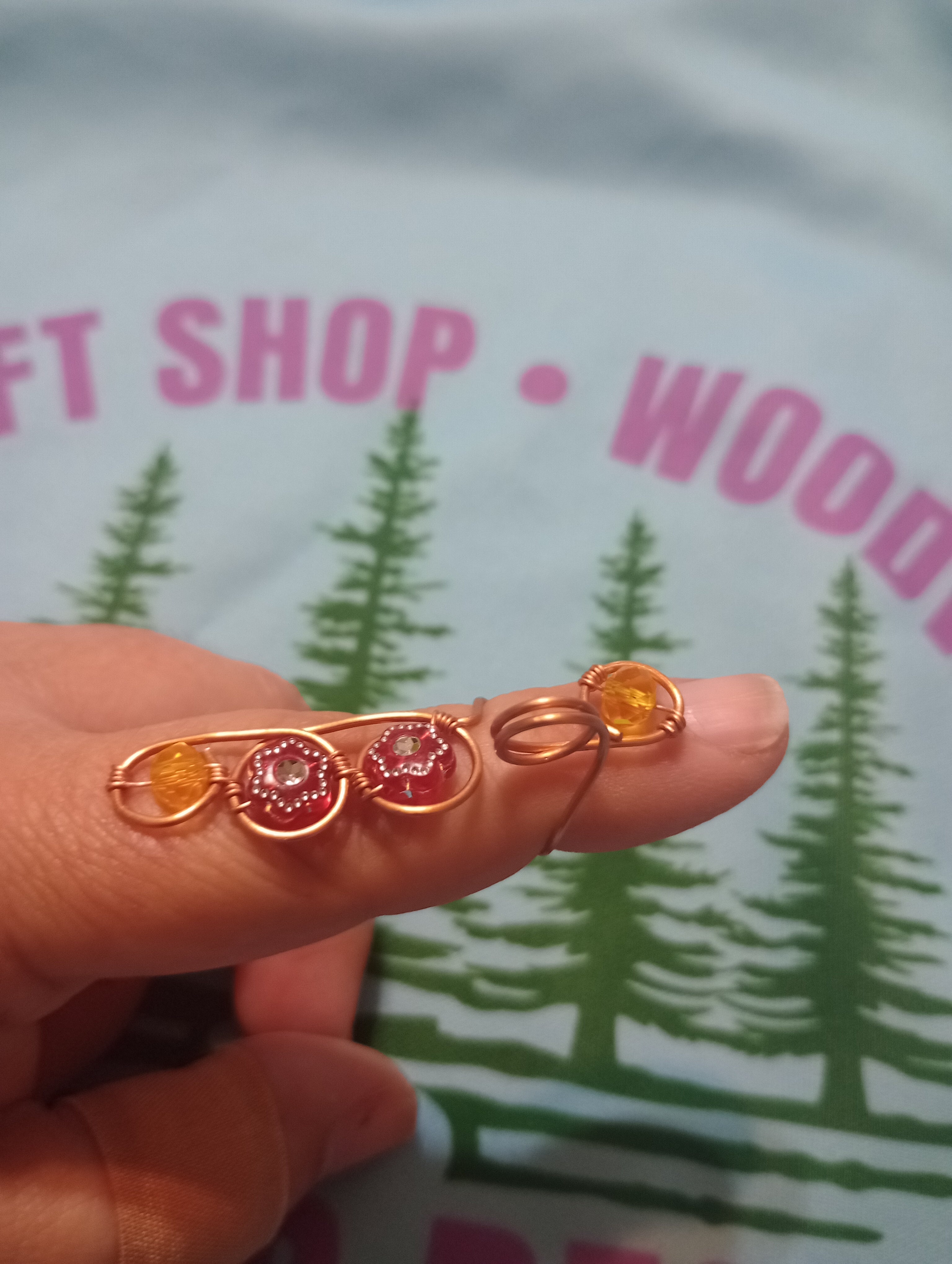 Token Ring (Red Flowers and yellow beads)