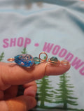 Token Ring (Glow in the Dark Blue and Gold Heart with Blue and Clear Glass Beads)